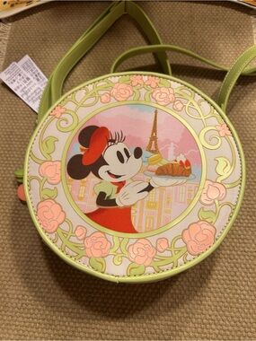 Disney Minnie Mouse Round Crossbody Bag - Lime Green & Pink Floral